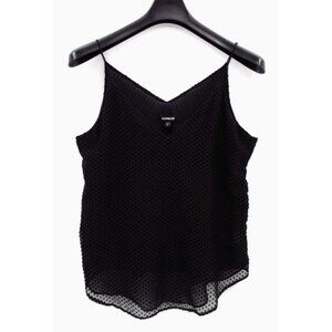 Express Black Polka Dot Cami Tank Top Womens Medium Lined Mesh Flocked Dot